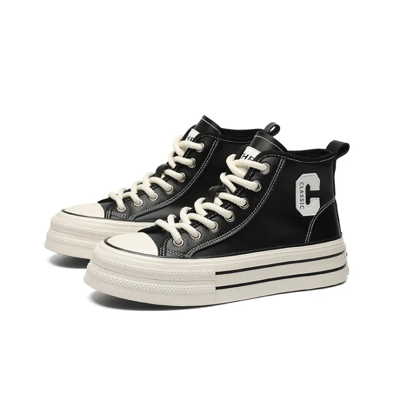 ZHR Fresh Canvas Wear resistant And Lightweight High Top Skateboard Shoes Women's Black-1