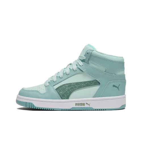 PUMA Rebound Layup Anti Slip Wear Resistant Mid Top Skateboard Shoes Women's Blue Green