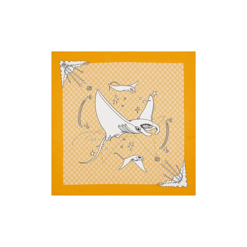 GUCCI Mulberry Silk, Silk Scarves Women's Yellow-0