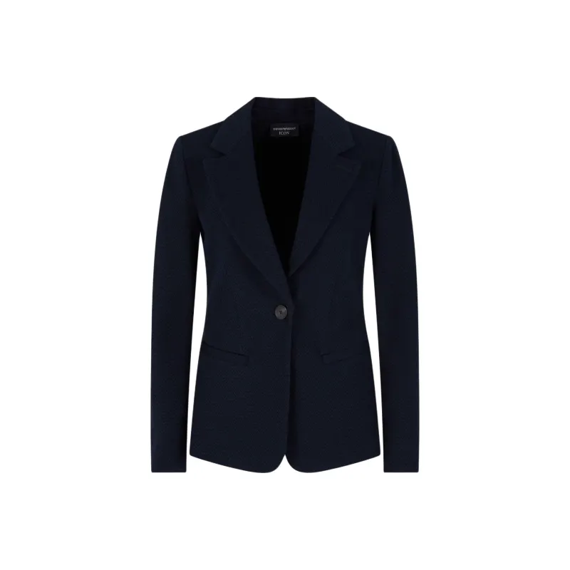 EMPORIO ARMANI Icon Single breasted Jacket In An Embossed Jacquard Knit Jersey-0