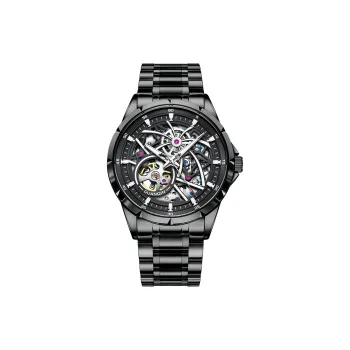 GUANQIN Hurricane Series Automatic Mechanical Movement Stainless Steel Watchband Watch Men's Watches Black Dial