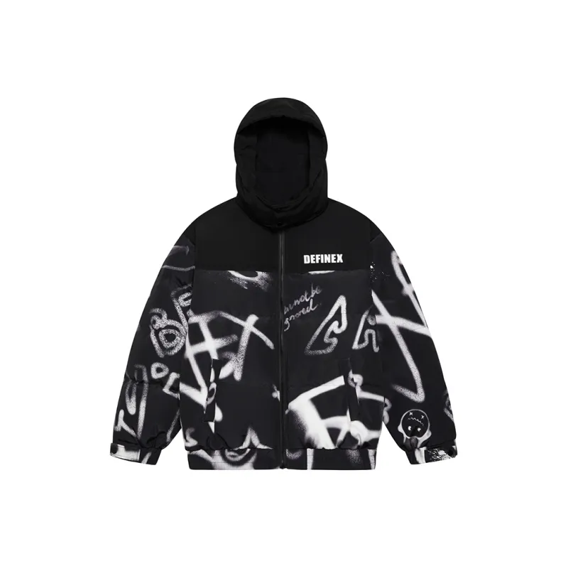 DEFINEX Stand Collar Loose Fit Thickened Down Jacket Unisex Black-0