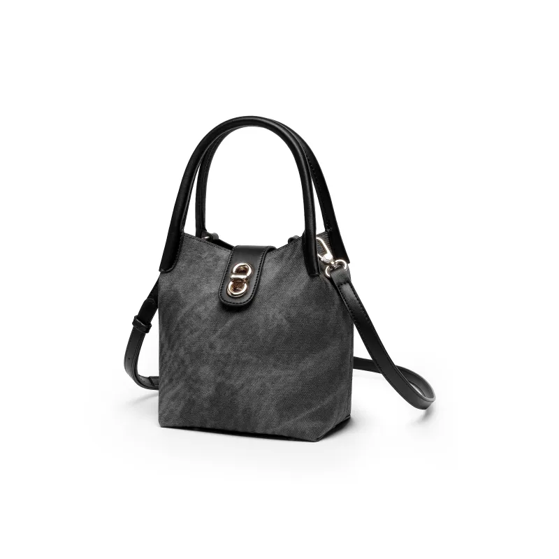 Mulinsen PU Combo Bag Bucket Bag, Shoulder Bag, Crossbody Bag, Handbag Women's White/Denim Black-7
