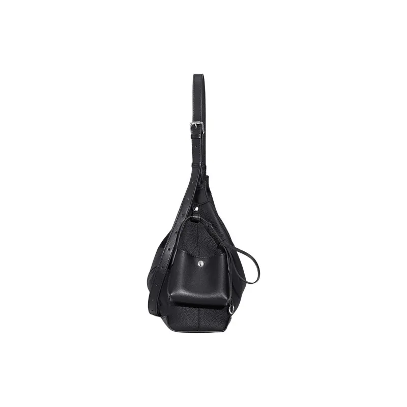 CNOLES Top Grain Cow Leather Hobo Bag Shoulder Bag Women's Black/Yellow Brown-2
