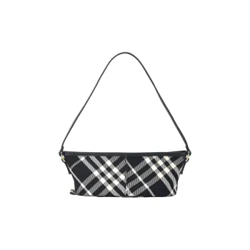 Burberry Cotton With Lambskin One Shoulder Handbag Mini Women's Black Print