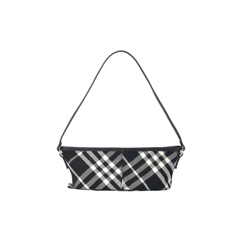 Burberry Cotton With Lambskin One Shoulder Handbag Mini Women's Black Print