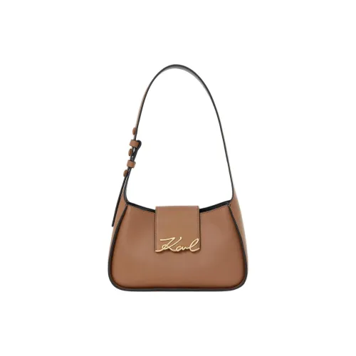 warmth LAGERFELD K/SIGNATURE Cow Leather Shoulder Bag Trumpets Women's Brown