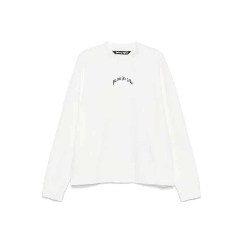 PALM ANGELS Curved Logo Crewneck Sweatshirt-0