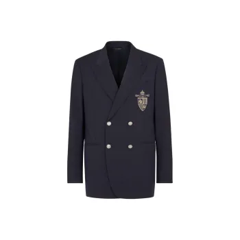 FENDI Double Breasted Crest Embroidered Jacket