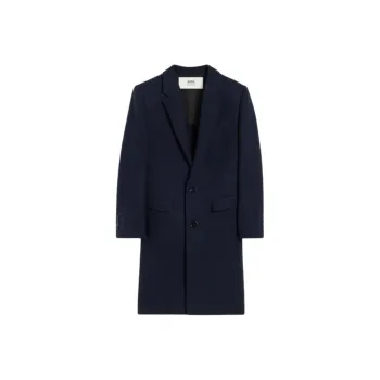 Ami Paris Single Breasted Straight Hem Coat
