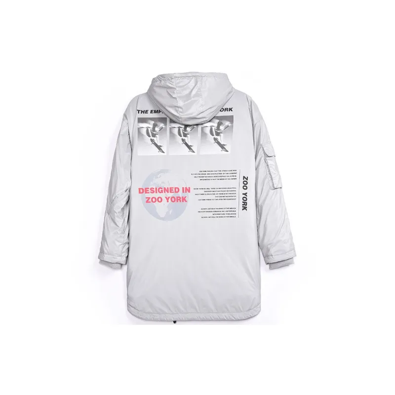 Zoo York Letter Stand Collar Loose Fit Thickened Mid-Length Puffer Jacket Unisex-4