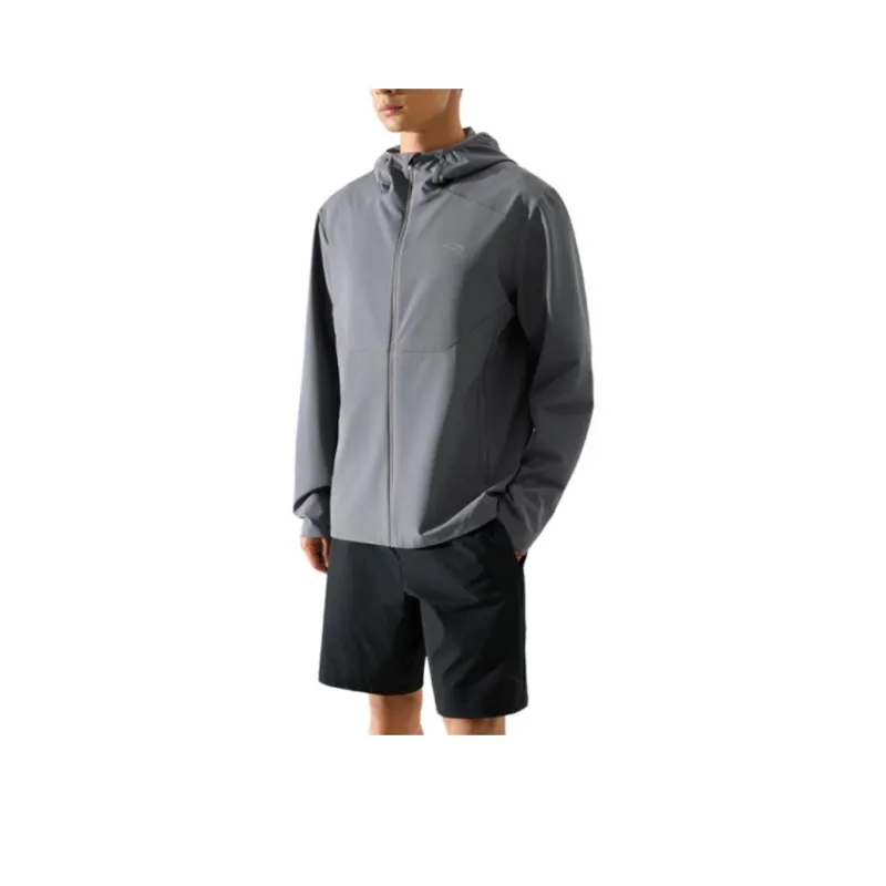 Anta Running Collection Water-Resistant Wear-Resistant Windproof Windbreaker Jacket Men's Trail Gray-0