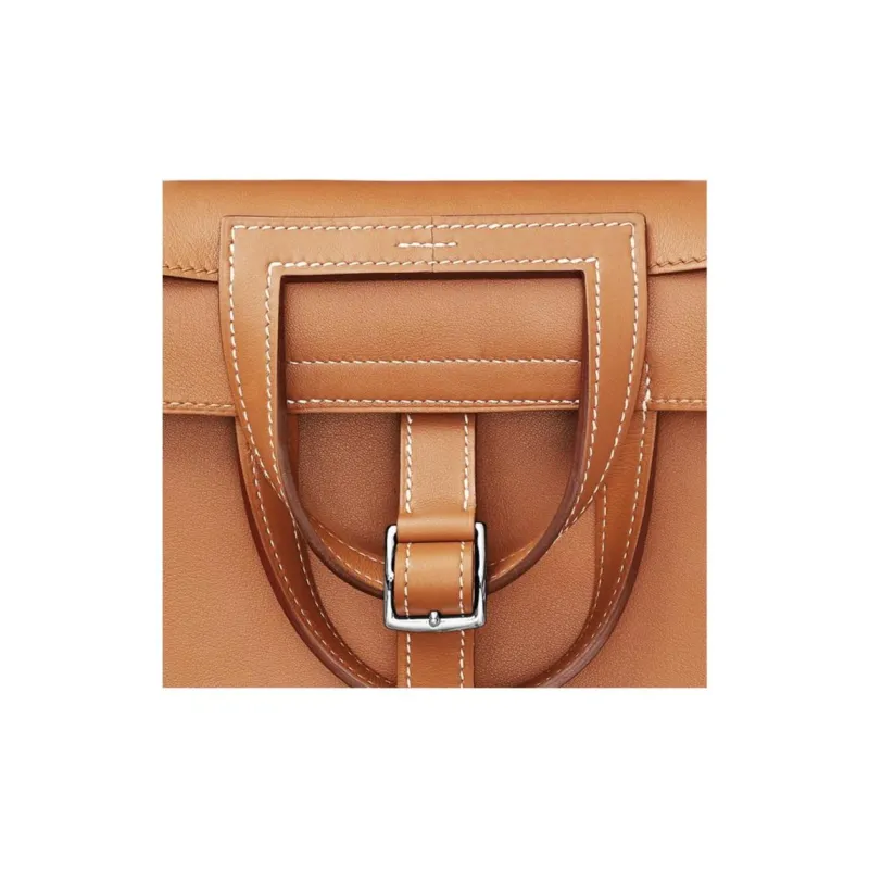 HERMES Halzan Swift Calfskin Shoulder Bag, Crossbody Bag, Handbag Mini Women's Khaki-5