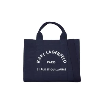 KARL LAGERFELD Recycled Cotton Tote Bag, Shopping Bag, Handbag Medium Size Women's Blue