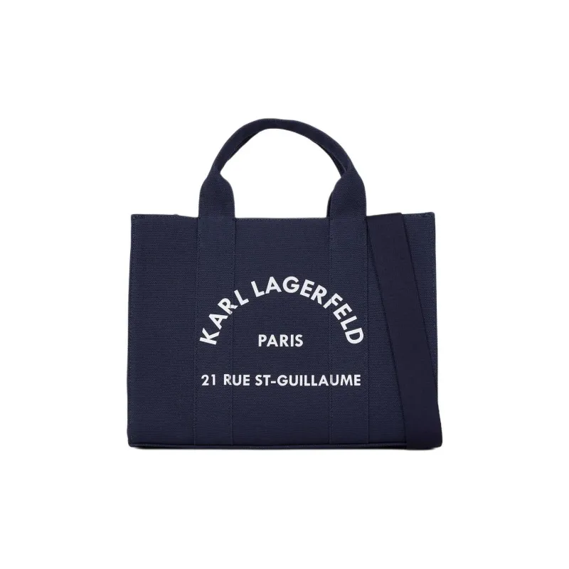 KARL LAGERFELD Recycled Cotton Tote Bag, Shopping Bag, Handbag Medium Size Women's Blue-0