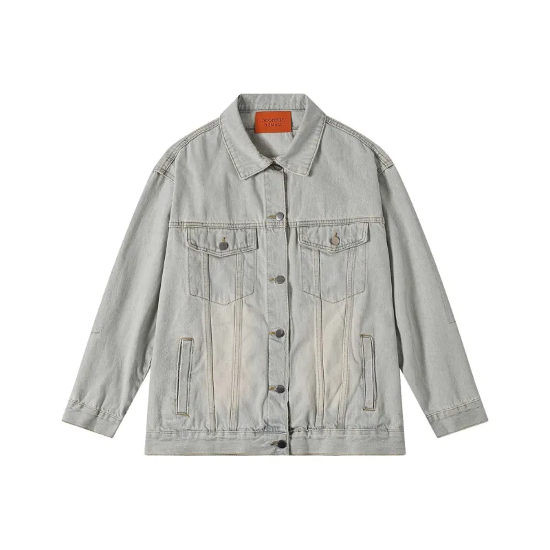GEOFFREY B. SMALL Denim Jacket Unisex Light Blue-0