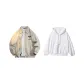 Greige Coat+White Sweatshirt