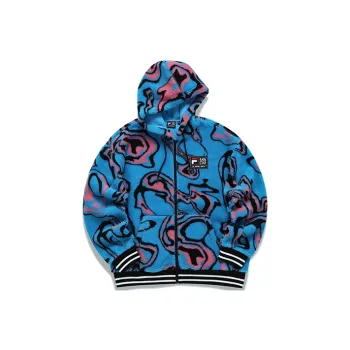FILA FUSION x Marcelo Burlon Velvet feel Coat Unisex Blue Leopard Print