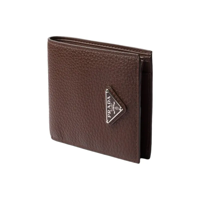 PRADA Vitello Dino Cow Leather Wallet Men's Brown-1