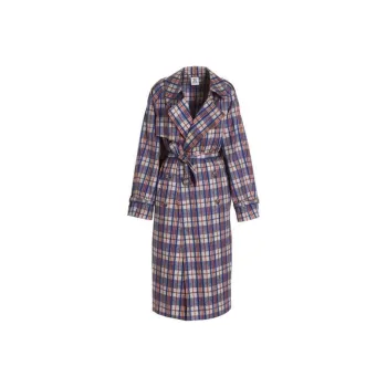 Vetements Check Printed Double Breast Trench Coat