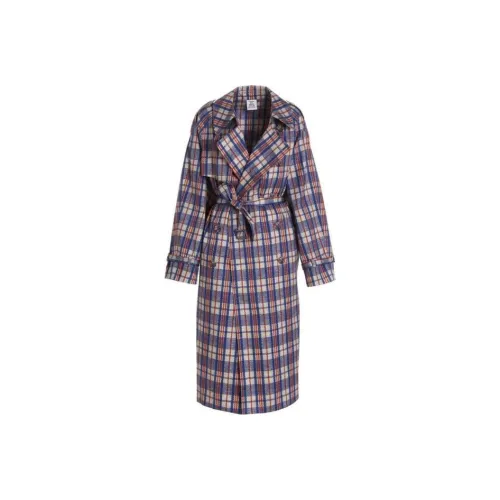 Vetements Check Printed Double Breast Trench Coat