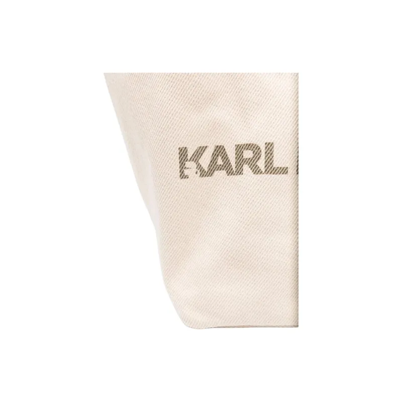 KARL LAGERFELD Cotton Tote Bag, Shopping Bag, Handbag, Shoulder Bag Women's Beige-3