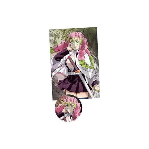 Aniple Demon Slayer Kimetsu No Yaiba Set, Muichiro Tokito, Mitsuri Kanroji Badge Postcard