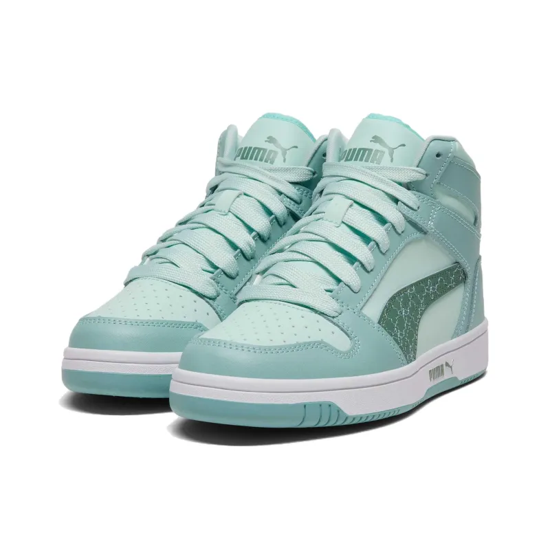 PUMA Rebound Layup Anti Slip Wear Resistant Mid Top Skateboard Shoes Women's Blue Green-2