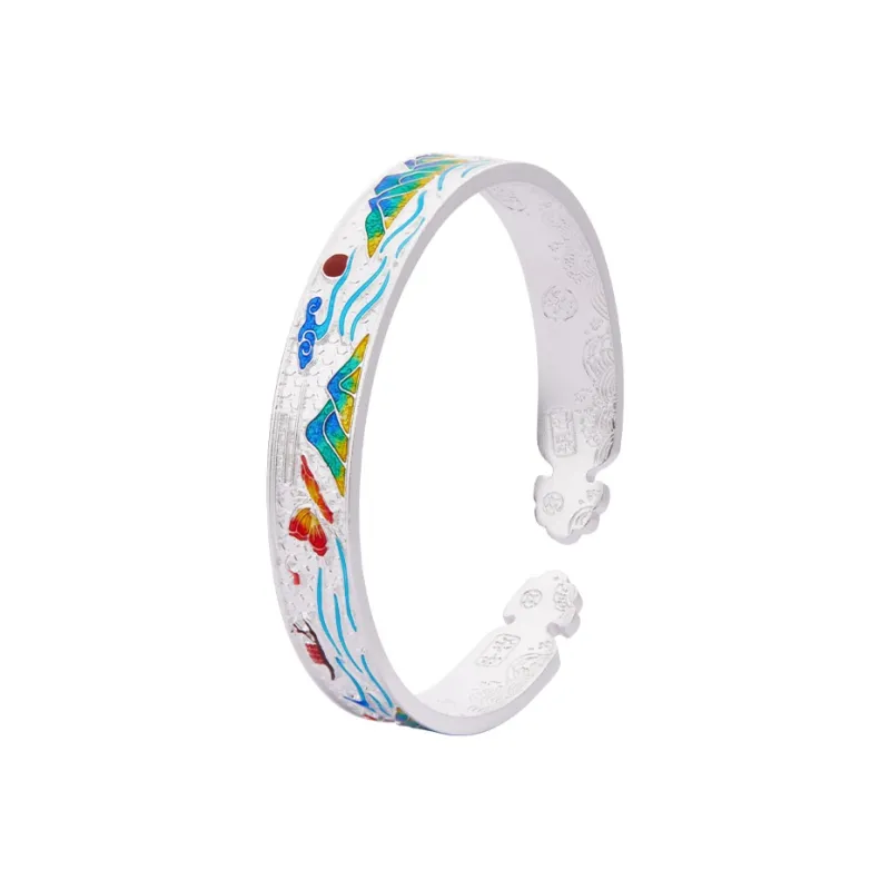 Shunqin Silver Building S 999 Fine Silver Sterling Silver Bracelets Women's-6