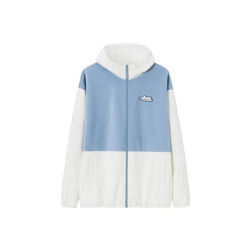 Anta Life Collection Velvet feel Coat Unisex Blue Gray/Vanilla White-0
