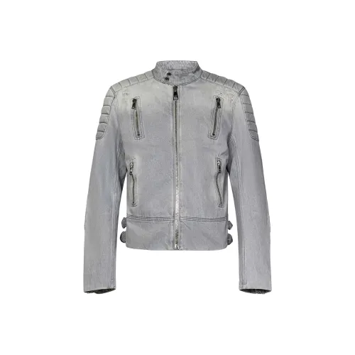 balmain koszulka Zip Up Biker Denim Jacket