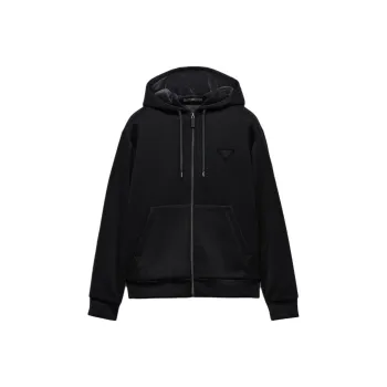 PRADA Technical Fleece Hooded Cardigan Jackets Coats Men's Black
