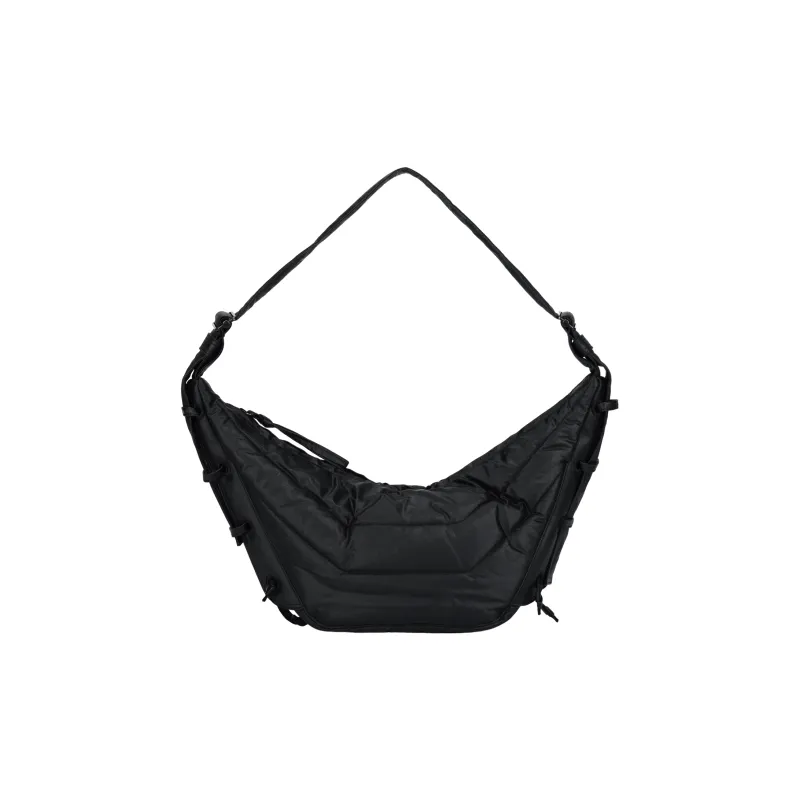 Lemaire Cotton One Shoulder Handbag Small Size Unisex Gray Black-0