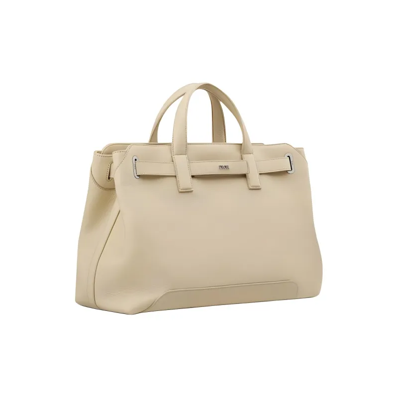 DIOR Cow Leather Handbag Men's Beige-2