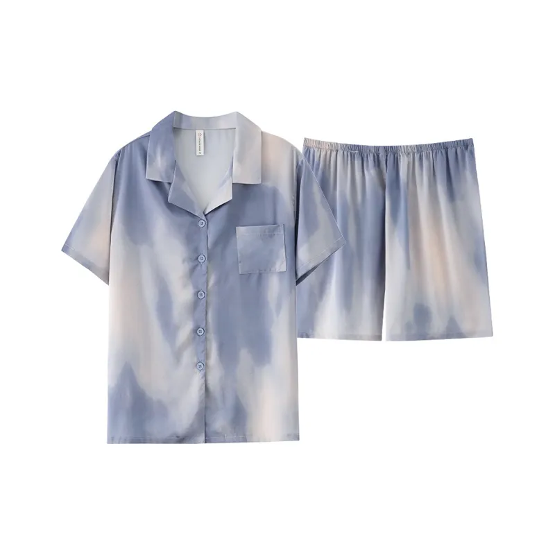 XIAFENYAN Pajama Set Unisex Apricot Blue-6