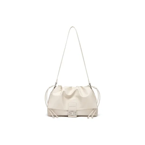 CNOLES Microfiber Synthetic Leather Baguette Bag Shoulder Bag Regular Women's White/Black