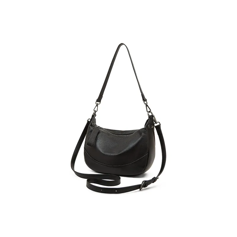 Old Man's Head Top Grain Cow Leather Shoulder Bag Women's Black/White/Green/Flesh Pink-3