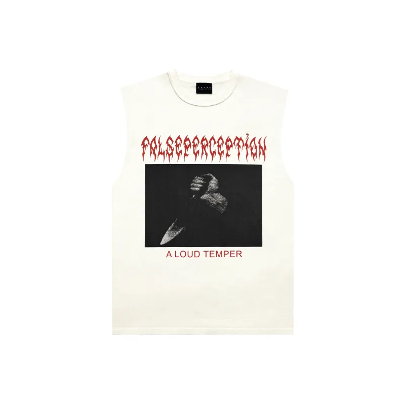 False Perception Tank Top Unisex Distressed White-0