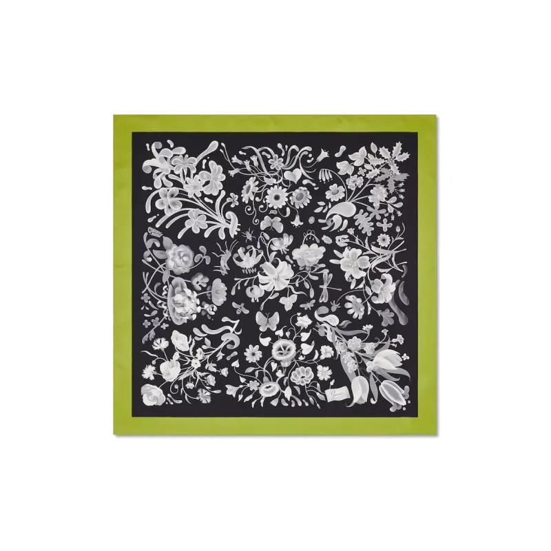GUCCI Silk Scarves Women's Green/Black-0