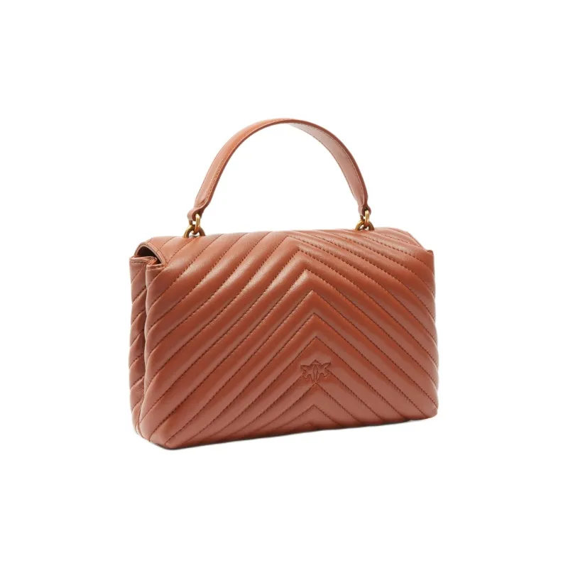 PINKO Classic Love Sheepskin One Shoulder Handbag Women's Red Brown-1