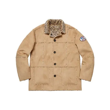Supreme Reversible Faux Suede Leopard Coat