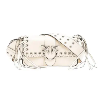 PINKO Cow Leather Shoulder Bag Small Size Women's White