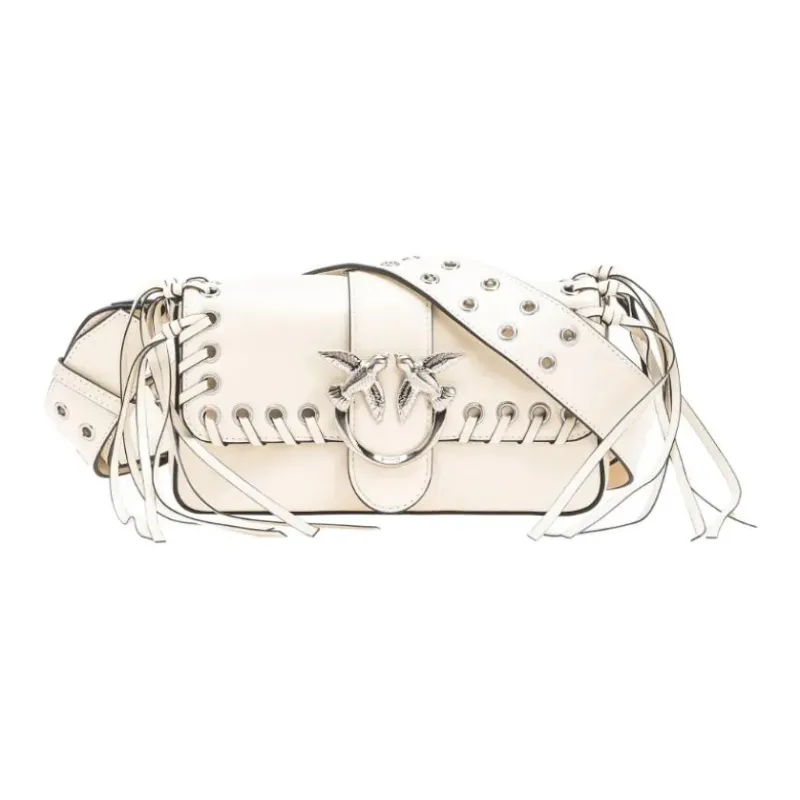 PINKO Cow Leather Shoulder Bag Trumpets Women's White-0