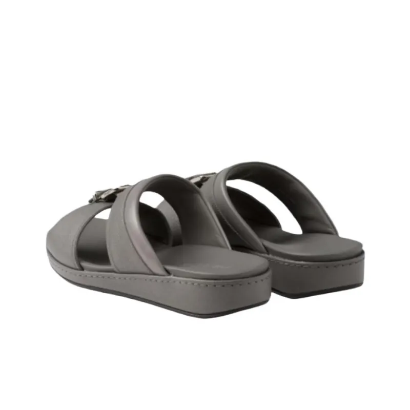 PRADA Saffiano Slide Slippers 3cm Men's Gray-3