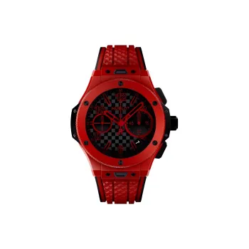 HUBLOT Automatic Mechanical Movement Unisex Watch 43mm Red Watch Dial Ceramic Watch Case Rubber Strap