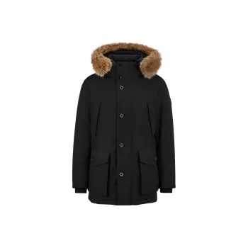 HUGO BOSS FW22 Solid Color Hooded Down Jacket Men's Black