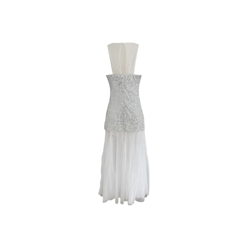 Udon House Sleeveless Dress Women's Silver-1