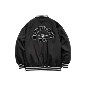 KXLFCHN Letter Baseball Collar Loose Fit Puffer Jacket Unisex