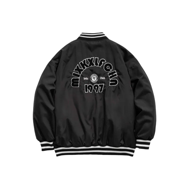 KXLFCHN Letter Baseball Collar Loose Fit Puffer Jacket Unisex-0