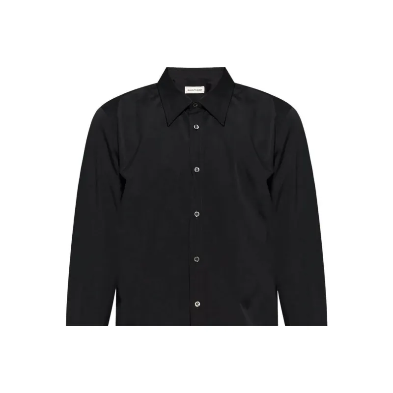 Alexander McQueen Logo Strap Buttoned Poplin Shirt-5